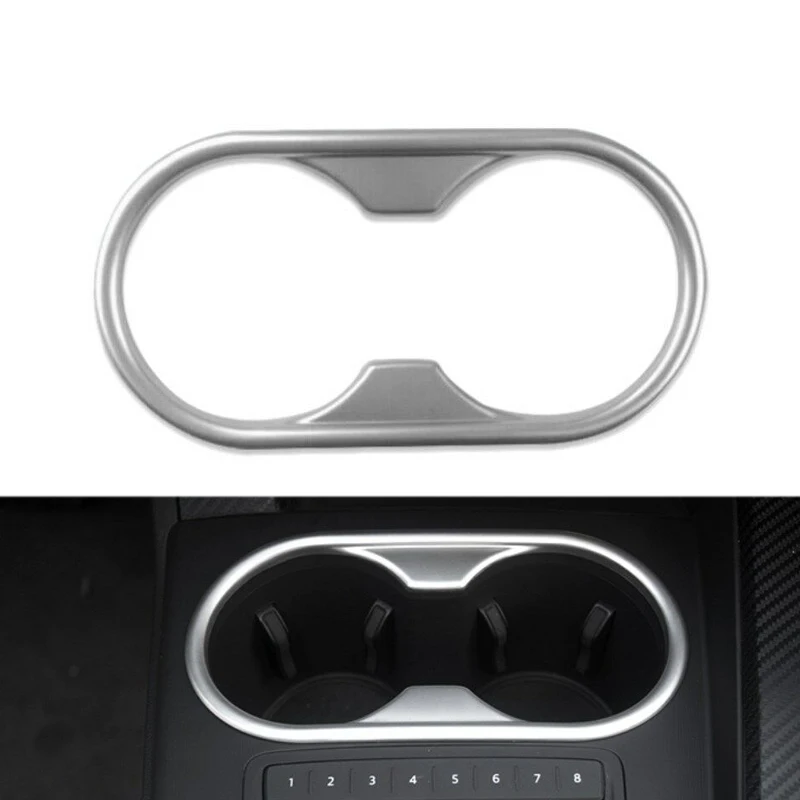 

1 Pcs High Quality Durable ABS Chrome Water Cup Holder Frame Decoration Cover Strip Car Accessories For Audi A4 A5 B9 2017-2018