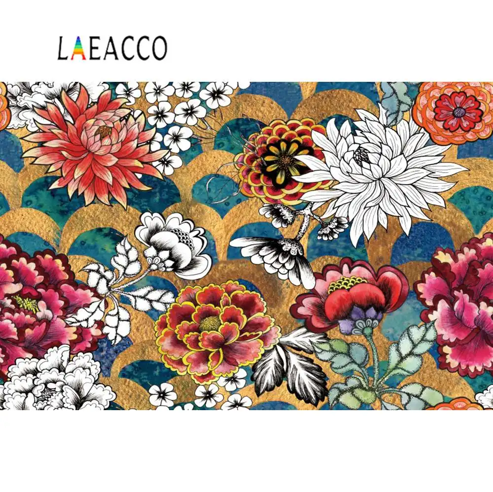 Laeacco японские окрашенные цветы розы хризантемы Георгин Фон для фотографирования