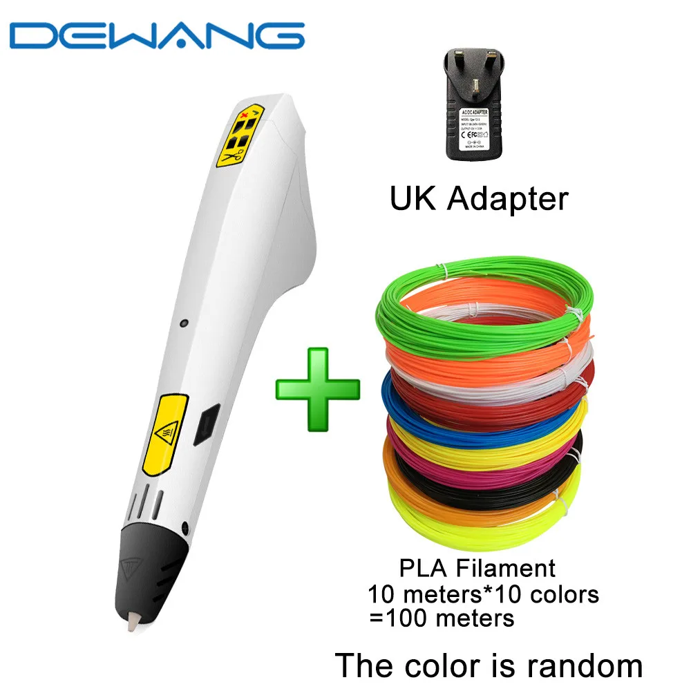 DEWANG 3d волшебная ручка для детей Lapiz 3d волшебная ручка DIY креативные 3d ручки гаджет рождественские подарки на день рождения с нитью PLA ABS - Цвет: 3d pen PLA 100M UK