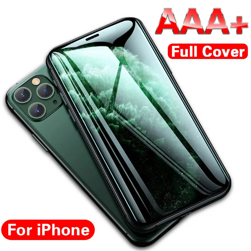 AAA + Schutz Glas auf die Für iPhone 11 Pro X XS Max XR glas Volle Abdeckung iPhone 6 6s 7 8 plus S