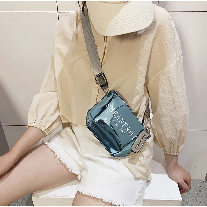 

Fashion waist bags trend flash fanny packs chest Shoulder bag belt bag women holiday zipper purse Pure color Banana bags