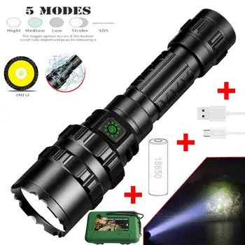 

Waterproof Most Powerful LED Tactical Flashlight 5 Mode L2 Zoomable Rechargeable Focus Torch 1*18650 Best Camping Outdoor