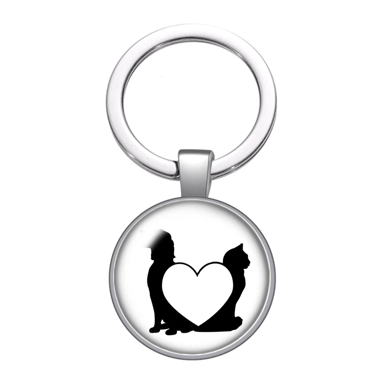 Love Cat pet footprints собаки стеклянный выпуклый брелок сумка автомобильный брелок кольцо держатель подвески Серебристые брелоки для мужчин и женщин Подарки - Цвет: ZB1110-05