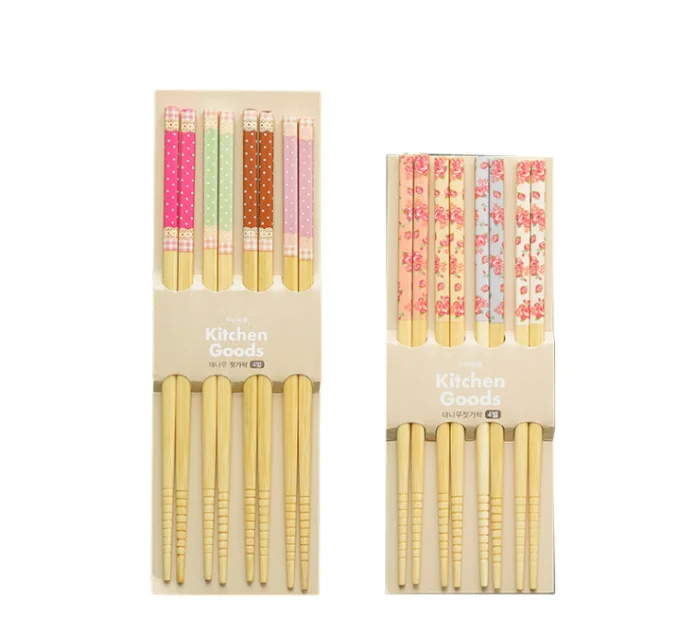 

4Pairs Chinese Chopsticks Elegant Flower Antiskid Natural Japanese-style Sushi Chop sticks Tableware Dinnerware 100Set