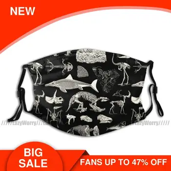 

Skeleton Mouth Face Mask Paleontology Illustration Facial Mask Kawai Cool Adult with 2 Filters Mask