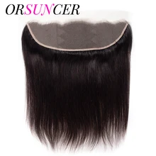 ORSUNCER 13x4 Lace Frontal Closure Transparent Lace Frontal Closure Free Part Brazilian Natural Straight 100% Human Remy Hair