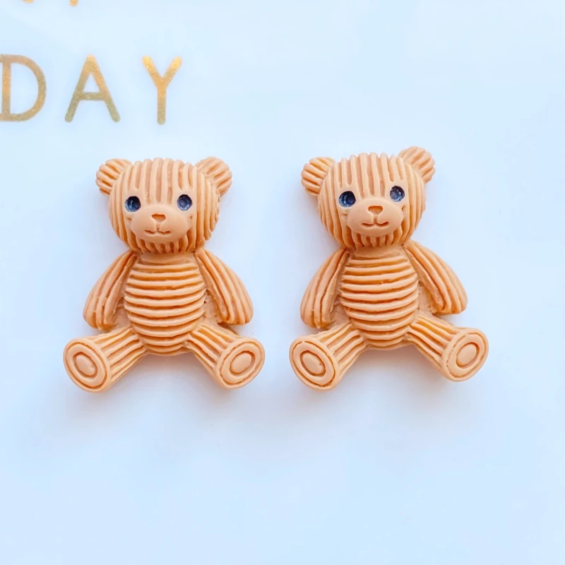 10Pcs New Cute Resin Mini Cartoon Little Bear Flat back Cabochon Scrapbook Kawaii DIY Embellishments Accessories