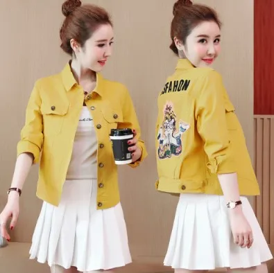 

Cowboy Small Coat Women's 2019 Spring And Autumn Korean-style New Style Loose Tooling Jacket Students Baseball Uniform Coat
