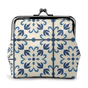 

OLN Women Coin Purse Card Holder Wallet Traditional Azulejo Pattern Metal Frame Change Purse For Girls Small lipstick Coin Bag