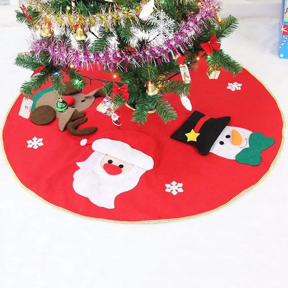 

Santa Design Non-Woven Fabrics Decoration Ornament Xmas Party Carpet Surround Home Christmas Tree Skirt Elaborate Embroidery