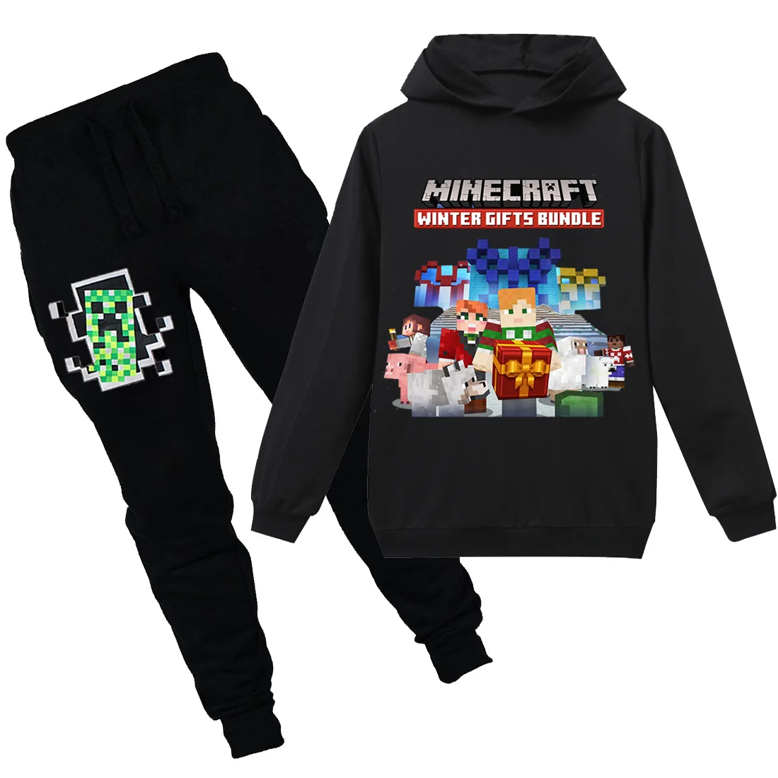 

2019 Kids Minecraft Clothing Sets Boys Spring Sports Tracksuits Girls blue Coat+Pant Clothes Set Children Costume Suits 6-14Y