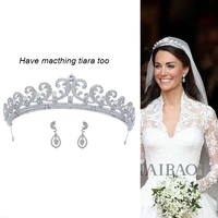 Cubic Zircon CZ Princess Kate Middleton Earring,Wedding Dangle Earring for Bridal Women Girl Prom Jewelry CE11128A 2