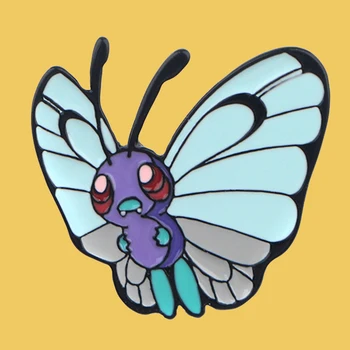 

O408 Wholesale 10pcs/lot Anime Jewelry Cute Butterfly Metal Enamel Pin Brooch Creative Cartoon Denim Coat Badge Jewelry Gift