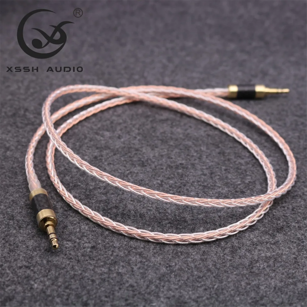 XSSH Audio DIY OCC 7n Copper Silver Mixed OFC copper conductor headphone Earphone 3 5 to 3 5 Car Aux 3 5mm Audio cable Cord