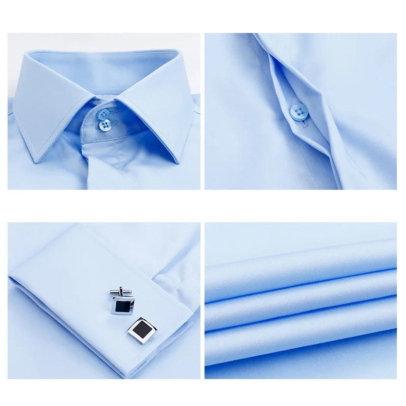 Высокое качество мужские французские запонки рубашка Slim Fit хлопковая рубашка мужские деловые костюмы с длинными рукавами свадебные рубашки для вечеринок