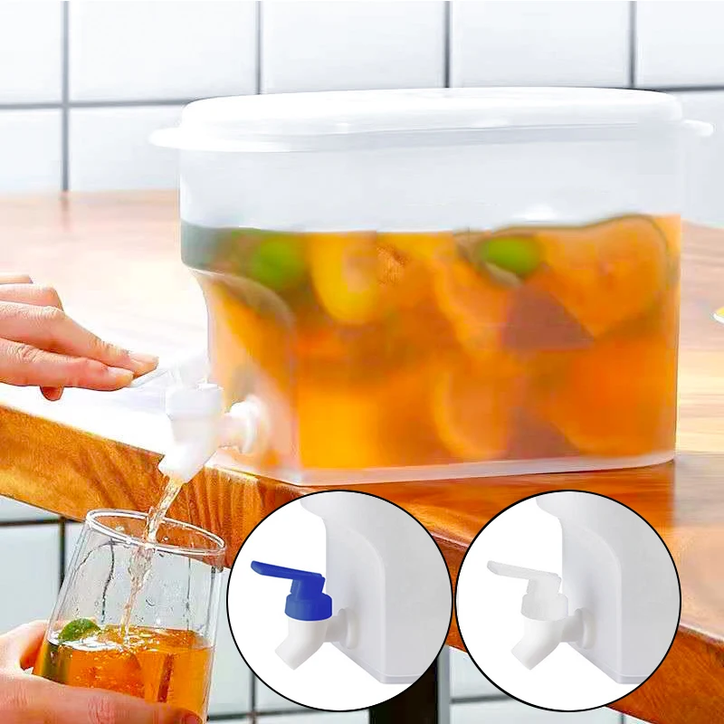 3.5L Plastic Water Jug With Faucet Tap Beverage Dispenser For Lemon Drinks Cold Water Container House Kitchen Drinkware Gadgets