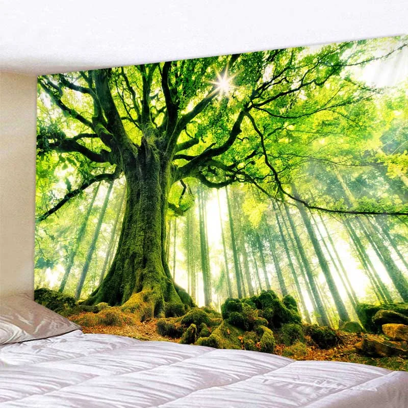 Natural landscape big tapestry forest wall hanging bohemian hippie