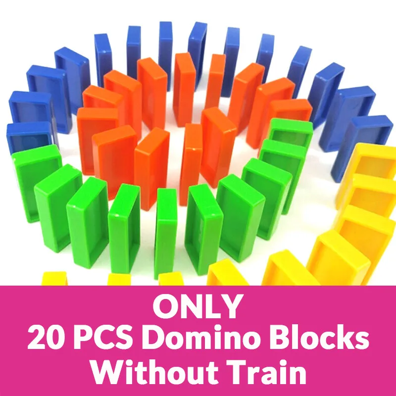 Only 20 pcs blocks Автоматическая кладка кирпича домино игрушечный поезд моторизованный стеллаж блокирует автомобиль катапульта набор родитель-ребенок Интерактивная цеативная игрушка подарок детям - Цвет: Only 20 pcs blocks