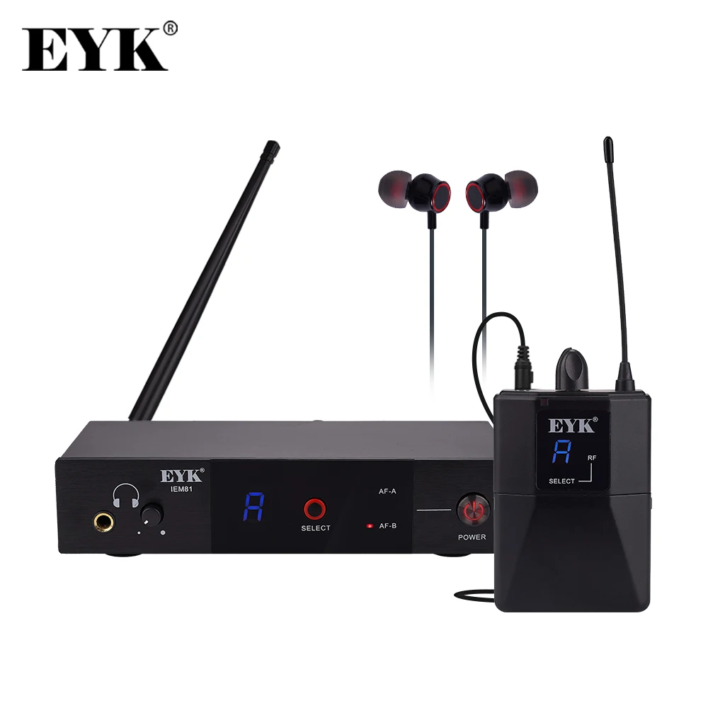 EYK IEM81 UHF Wireless In Ear Monitor System Single Channel 16 Frequencies Selecable Perfect for Singer Stage Performance DJ