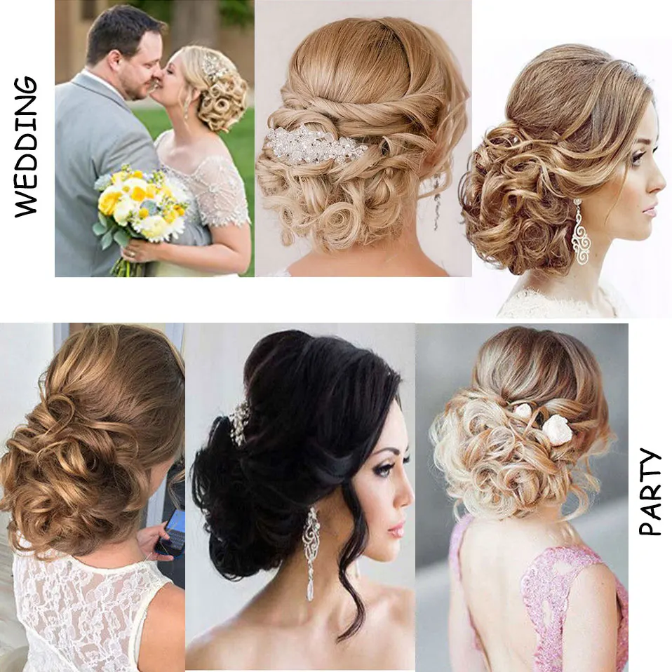  S-noilite LARGE Comb Clip In Curly Synthetic Hair Pieces Chignon Updo Cover Hairpiece Extension Hai