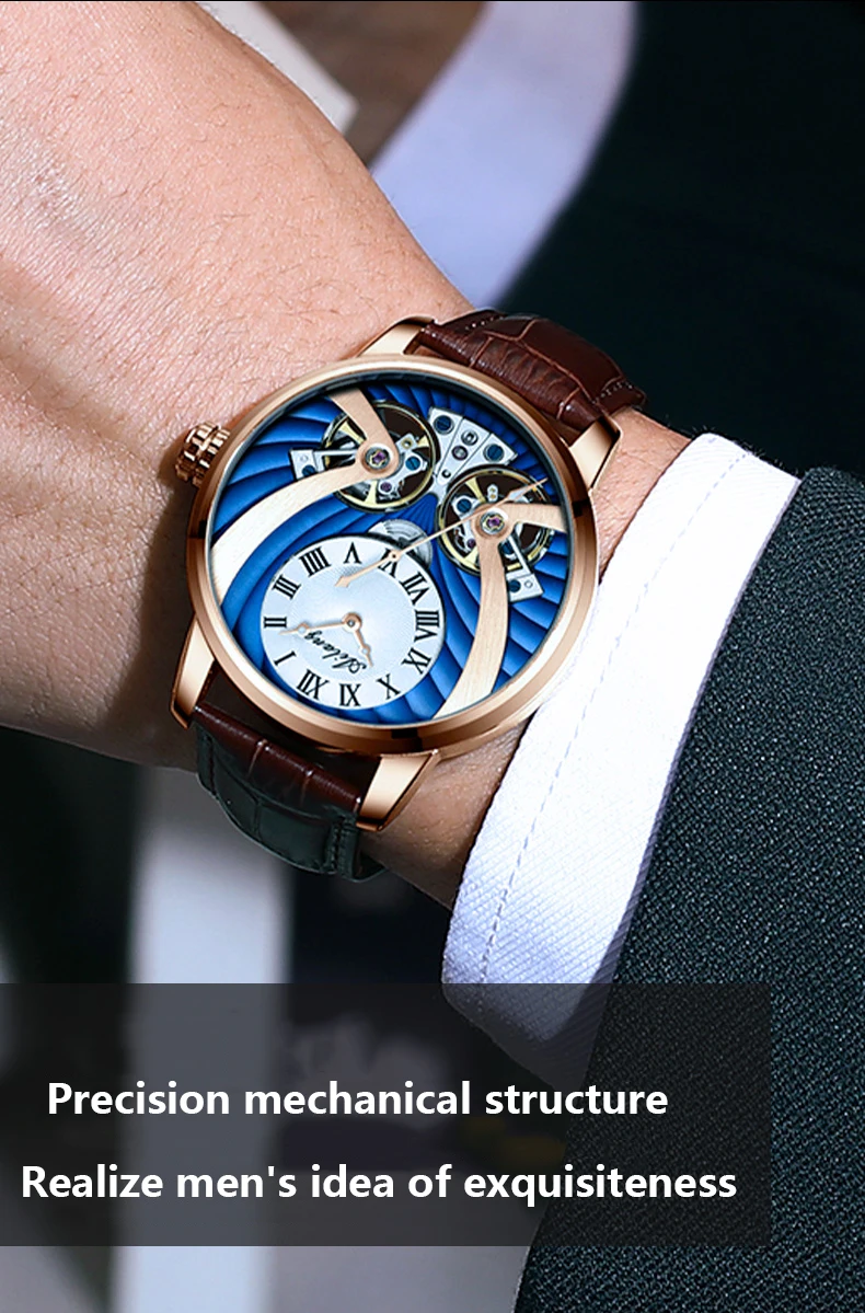 moda dupla tourbillon relógio oco relogio masculino