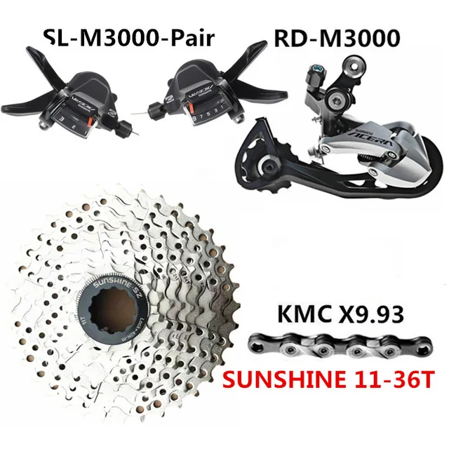 SHIMANO ACERA SL-M3000 относится к 9-27-скорость горный велосипед RD-M3000 солнце 9S маховик KMC X9 переключения комплект - Цвет: Pair 36T kit