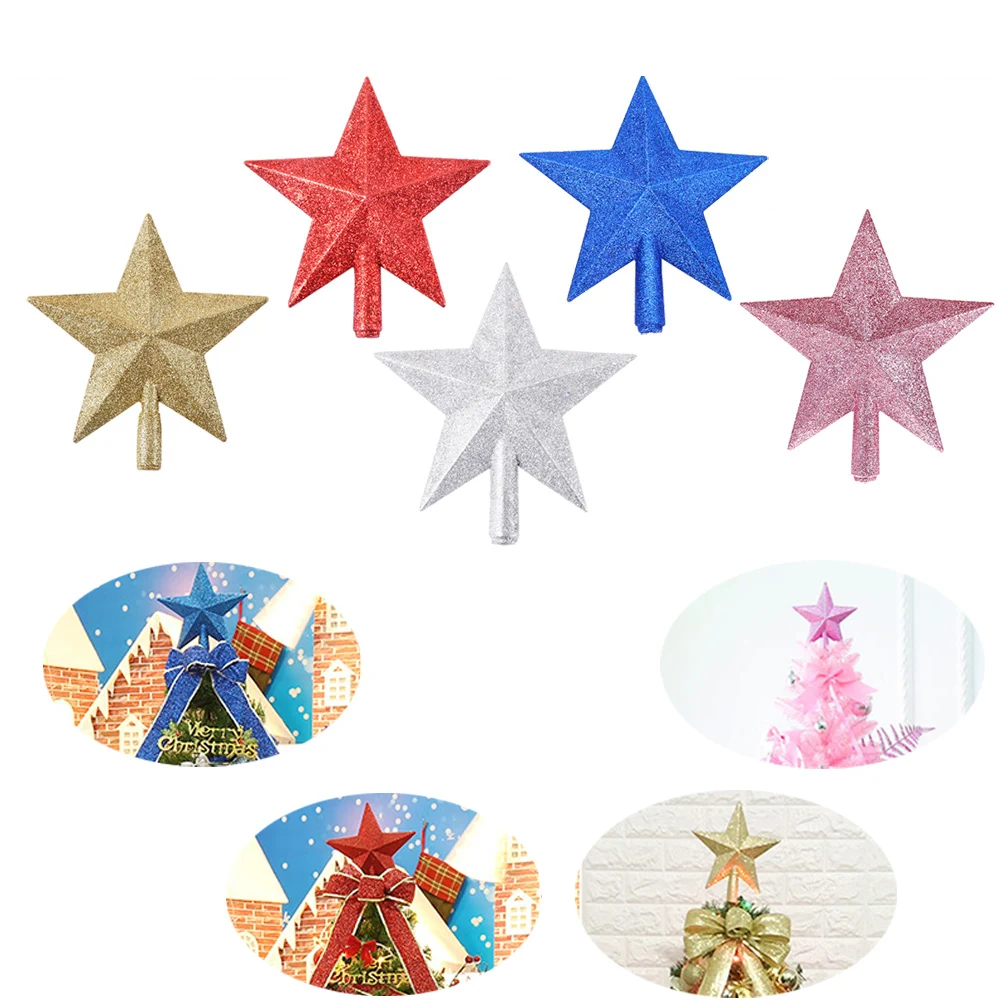 Christmas Tree Top Star Shiny Gold Powder Surface Five-Pointed Star Topper Supplies Christmas New Year's Ornament 10/15/20CM christmas tree decoration christmas star decoration