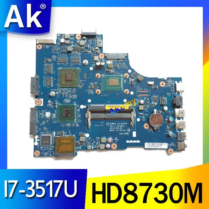 Материнская плата для ноутбука dell inspiron 3521 5521 V2521 LA-9101P CN-00P55V 00P55V 0P55V с процессором I7-3517U и графическим процессором HD8730M 2 Гб