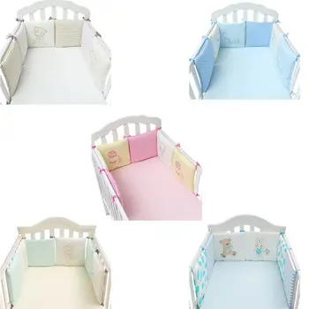 

6 Pcs Baby Crib Bumpers Infant Cot Breathable Cotton Bed Protector Bedding Set K1KC