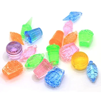 

10Pcs Plastic Transparent Miniature Figurines 3D French Fries Ice Cream Hamburger Resin Cabochon DIY Scrapbooking Decor Craft