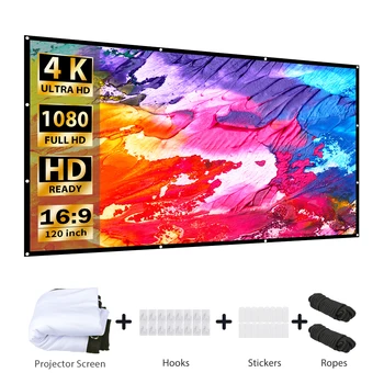 

VANYKO 3D HD Projector Screen 100 120 Inches Reflective Fabric Cloth Home Outdoor Office Portable Projection Screens