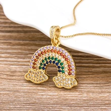 Новое поступление ювелирные изделия облако Радуга Шарм проложить много цветов CZ циркон кулон ожерелье для женщин Свадебная вечеринка ювелирные изделия подарок