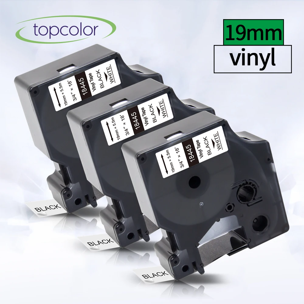 Topcolor 3PK постоянный виниловый производитель этикеток 18445 совместимый с Dymo Rhino