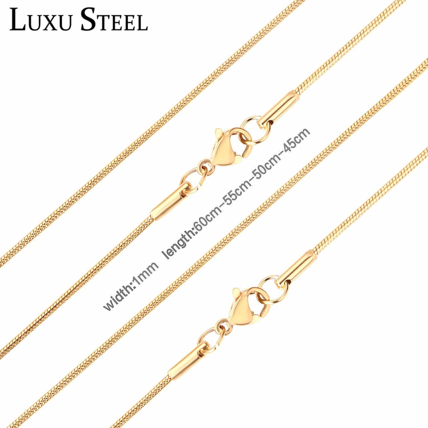 : LUXUSTEEL Женская и мужская цепочка змейкой ожерелье из нержавеющей стали