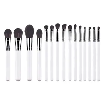 

15pcs White and Silver Wooden Handle Soft Nylon Bristles Makeup Brushes Kit Cosmetics Powder Blush Brush