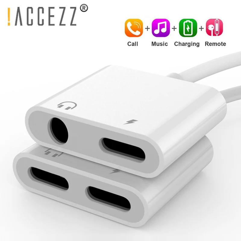 ! Адаптер ACCEZZ для iPhone 2 в 1 Apple XS MAX XR X 7 8 Plus IOS 12 3 5 мм переходник наушников Aux