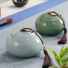 Мини-контейнер для хранения чая, портативные герметичные чайные банки, керамическая фарфоровая канистра, органайзер для специй банки для чая, горшки в китайском стиле