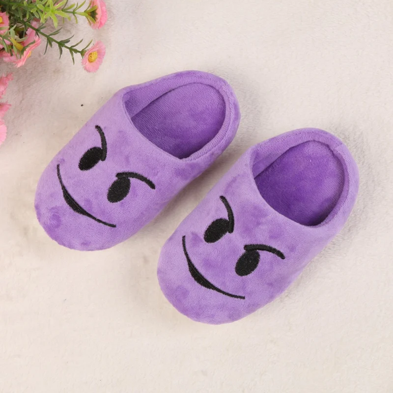 Hilittlekids/зимние детские хлопковые тапочки для мальчиков и девочек; Вьетнамки с изображением улыбающегося лица