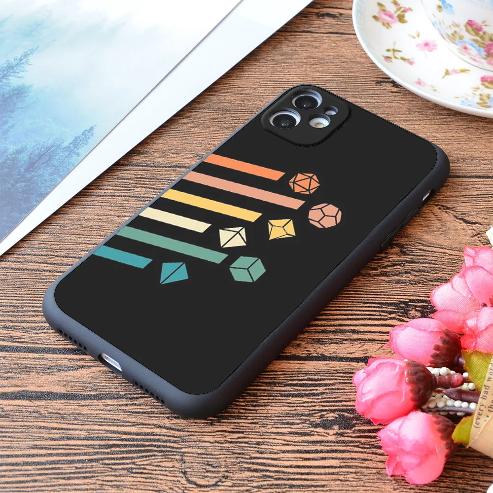 

For iPhone Retro Rainbow Polyhedral Dice Set Colors Tabletop Rpg Print Soft Matt Apple iPhone Case
