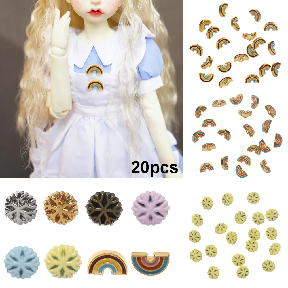 20Pcs Mini Cute Decor Button for DIY Doll Clothes 5mm Lovely Snow/Rainbow Decoration Buckles Clothing Sewing Accessories | Игрушки и