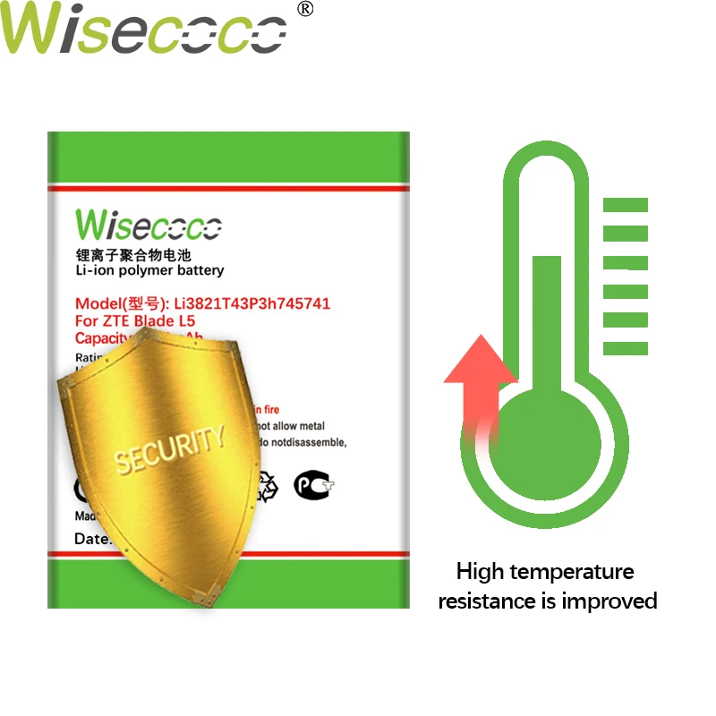 WISECOCO 2 шт 4350mAh Li3821T43P3h745741 батарея для ZTE Blade L5 L 5 PLUS C370 мобильный телефон последняя