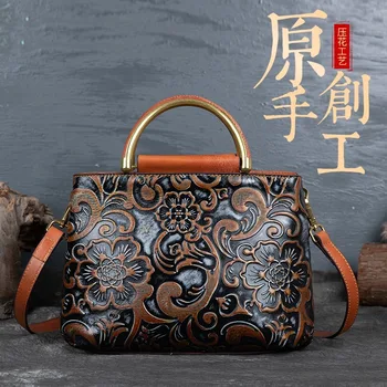 

Women's Leather Bags 2020 New Style Vintage Embossed Handbag Women's Elegant Full-Grain Leather Shoulder/Crossbody Bag bags