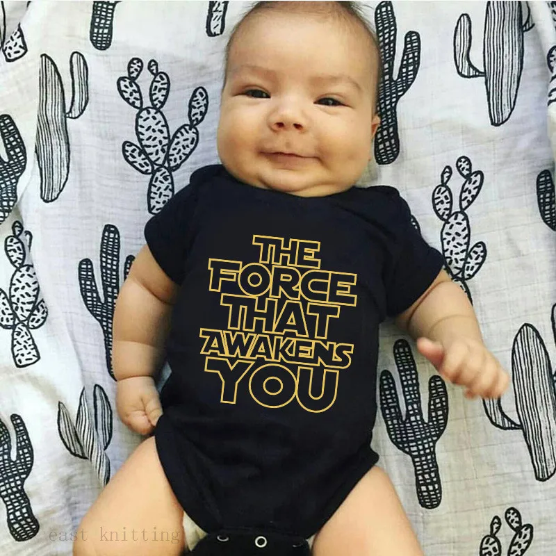 Black Baby Onesies Newborn Boy Girl Clothes Infant Toddler Bodysuit One-piece Jumpsuit Clothes 0-24M Letters Print Infant Tops