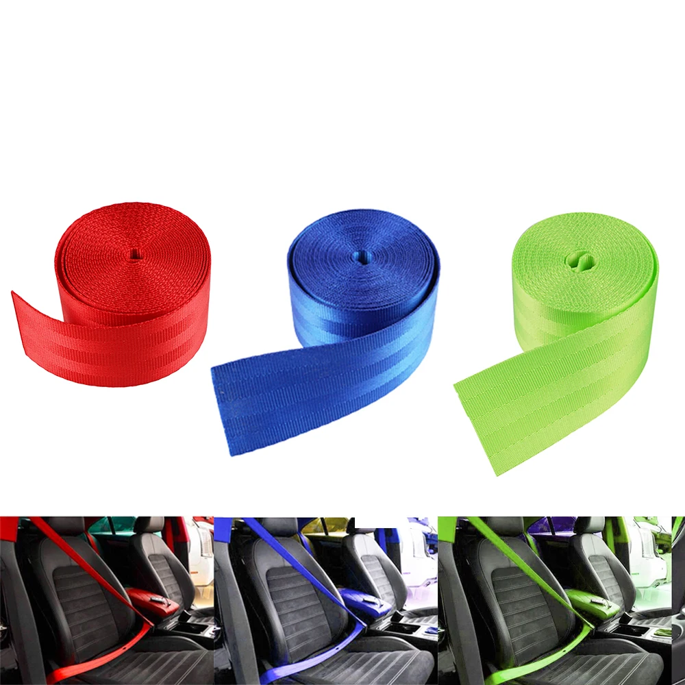 Car 3.6M Red Seat Belt bing Polyester Seat Lap Retractable Nylon Safety Strap Red/Blue/Green