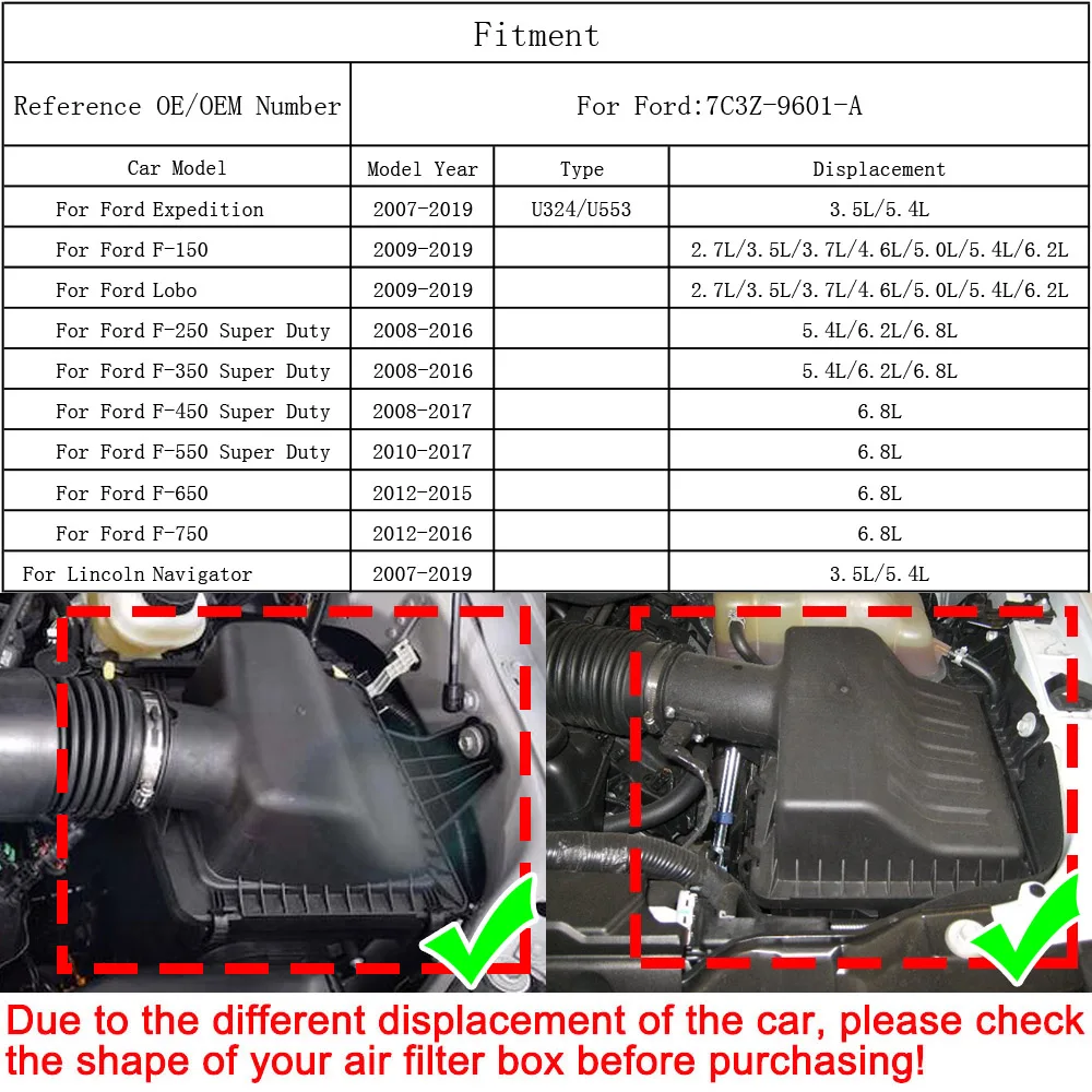Воздушный фильтр 7C3Z-9601-A для Ford F150 F-150 Lobo 2009 2010 2011 2012 2013 2.7L 3.5L 3.7L 4.6L