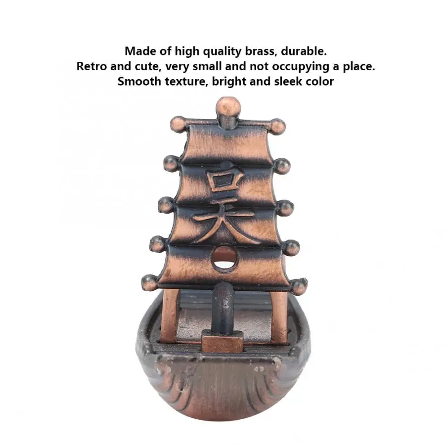Pure Copper Incense Burner Small Gourd Ornament Sandalwood Incense Holder Boat Copper Color Miniatures Incense Stick Holder