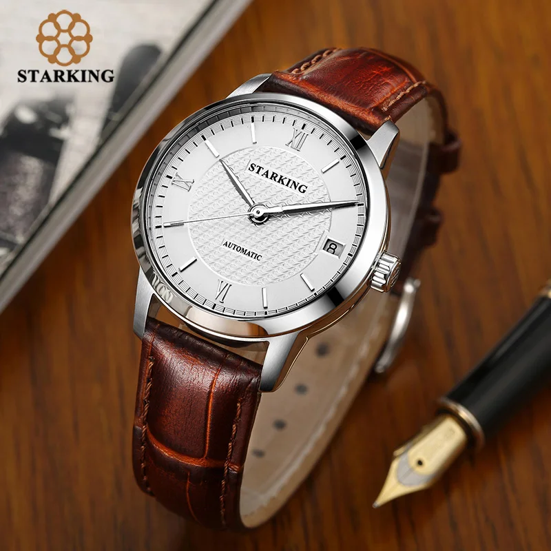 STARKING lovers Watches Top Brand Genuine Leather Lovers Watch Men Women Clock Mechanical Automatic Wristwatch Couple 3