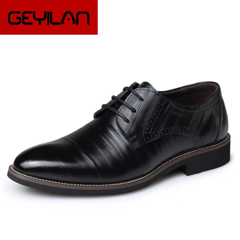 

Men Formal Shoes Lace-up Style Split Leather For Solid Pointed Toe Dress Shoes Men Large Size Eur 38-48