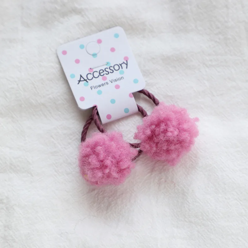 8 hot pink 2 шт./лот, модные милые шарики, помпон для волос, галстук, кавайные кружевные эластичные резинки для волос, резинка для волос - Цвет: 8 hot pink