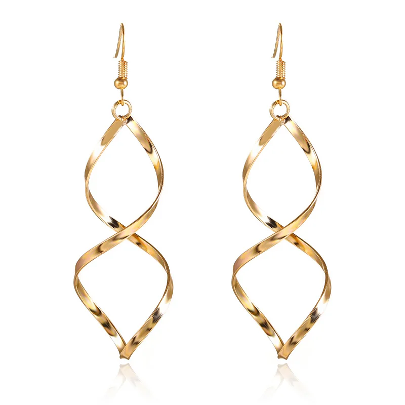 Длинные висячие серьги в Корейском стиле изгибающиеся спирально волнистые для